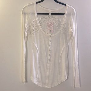 Free people, white henly long sleeve top